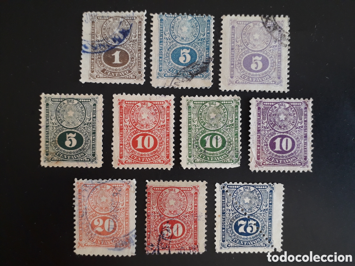 Sellos: PARAGUAY YVERT 186/91 EL 191 EMITIDO PARA BISECTADO SERIE COMPLETA USADA 1910-19 PEDIDO M&Iacute;NIMO 3&euro;