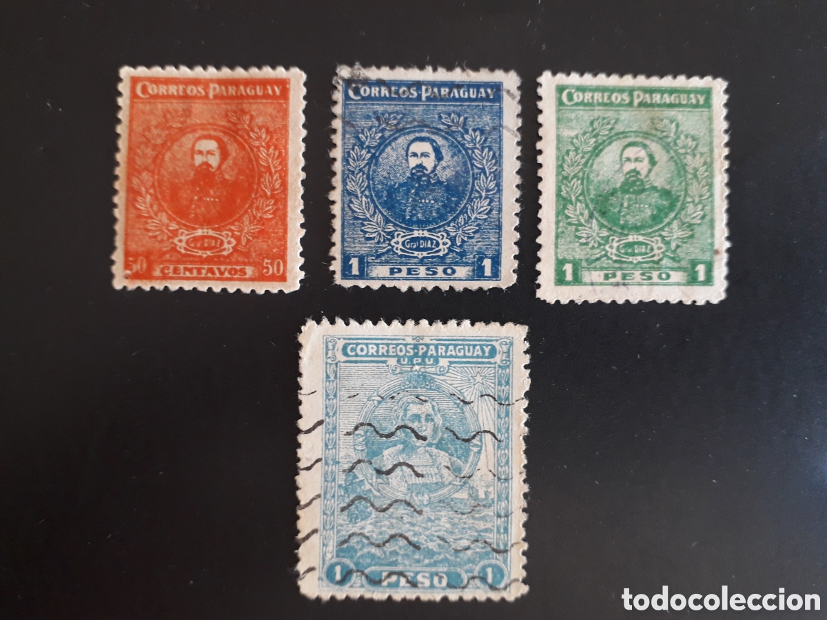 Sellos: PARAGUAY YVERT 249/52 SERIE COMPLETA USADA 1925-26 GENERAL D&Iacute;AZ Y COL&Oacute;N PEDIDO M&Iacute;NIMO 3&euro;