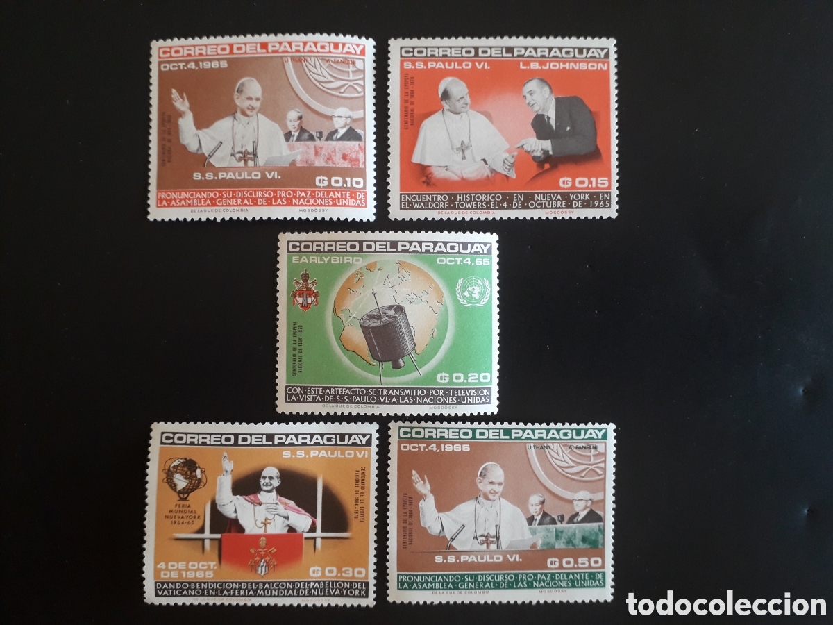 Sellos: PARAGUAY YVERT 818/22 SERIE COMPLETA NUEVA *** 1965 PAPA PABLO VI PEDIDO M&Iacute;NIMO 3&euro;