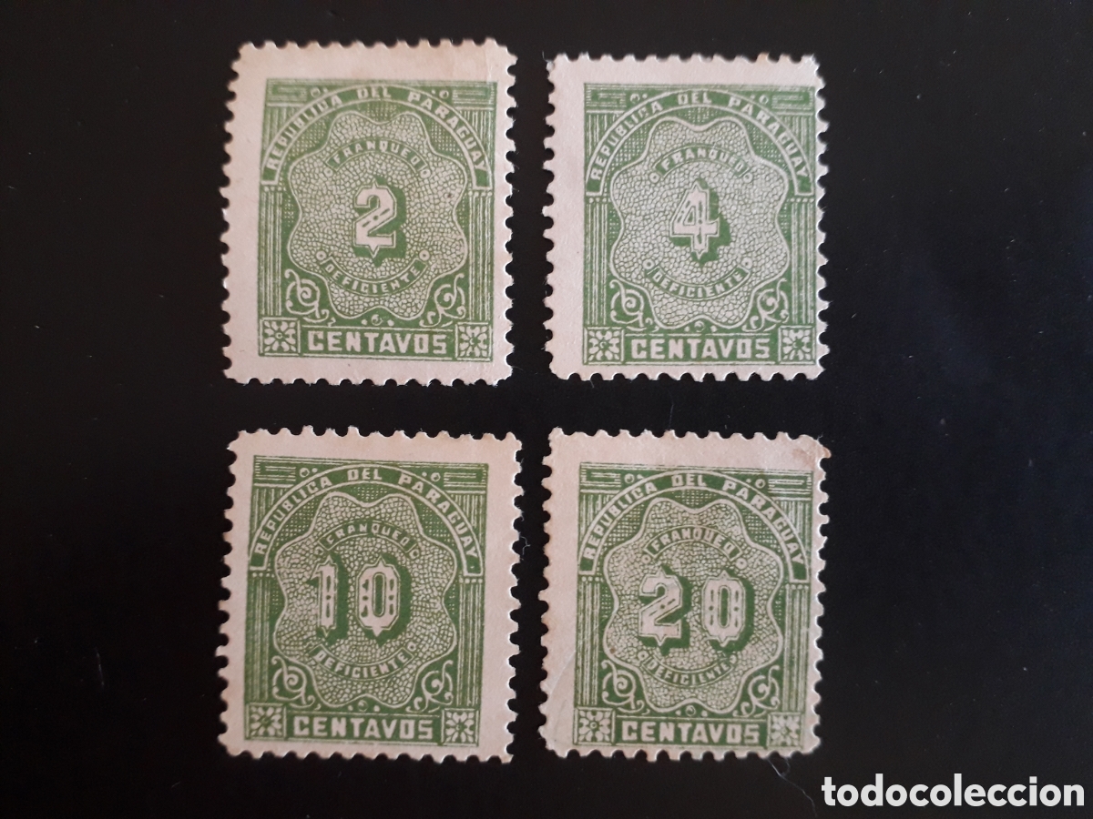 Sellos: PARAGUAY YVERT TASAS 1/4 SERIE COMPLETA SIN GOMA 1907 NUMERALES PEDIDO M&Iacute;NIMO 3&euro;