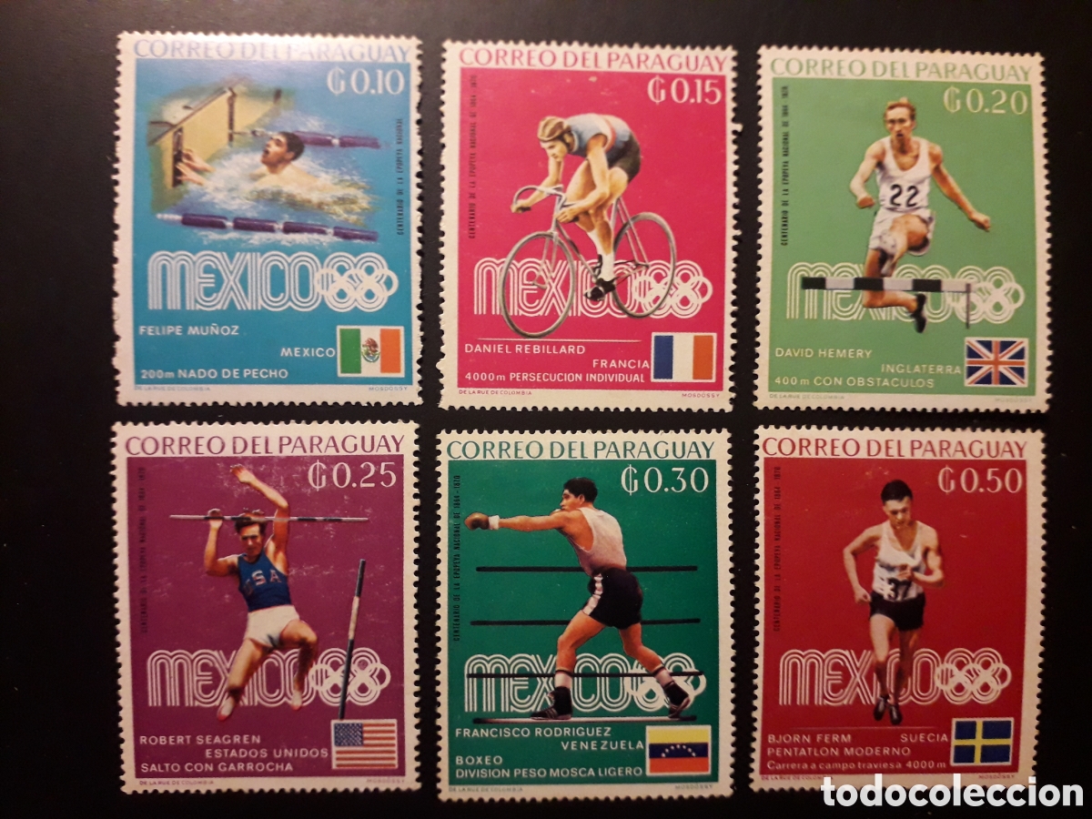Sellos: PARAGUAY YVERT 1000/05 SERIE CTA CON CHARNELA 1969 DEPORTES OLIMPIADA M&Eacute;XICO 68 PEDIDO M&Iacute;NIMO 3&euro;