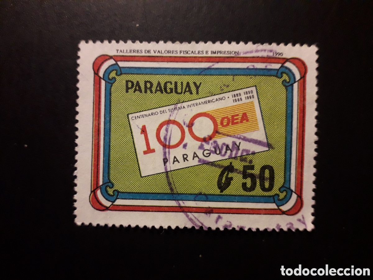 Sellos: PARAGUAY YVERT 2488 SELLO SUELTO USADO 1990 CENTENARIO DE LA OEA PEDIDO M&Iacute;NIMO 3&euro;