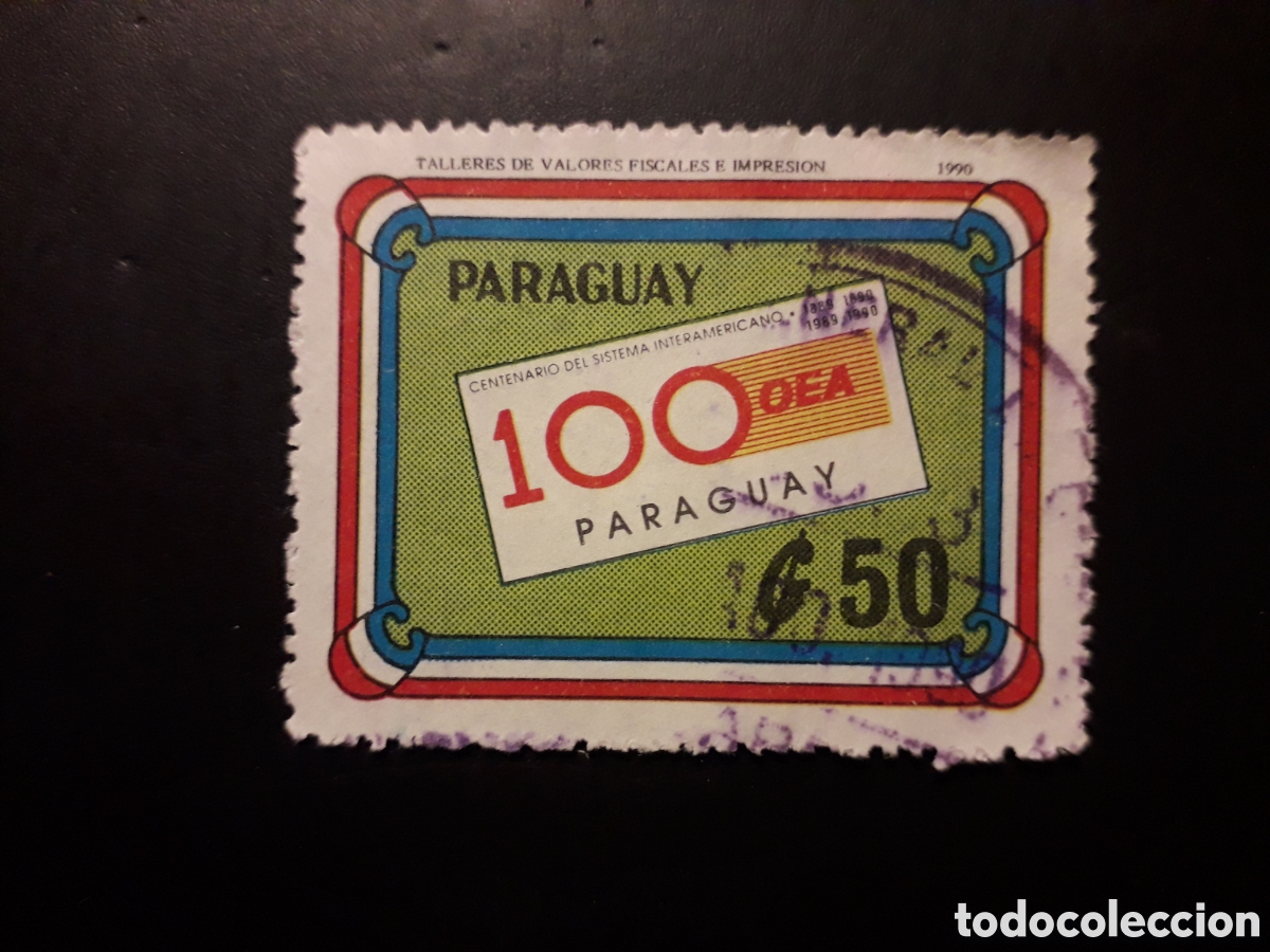 Sellos: PARAGUAY YVERT 2488 SELLO SUELTO USADO 1990 CENTENARIO DE LA OEA PEDIDO M&Iacute;NIMO 3&euro;
