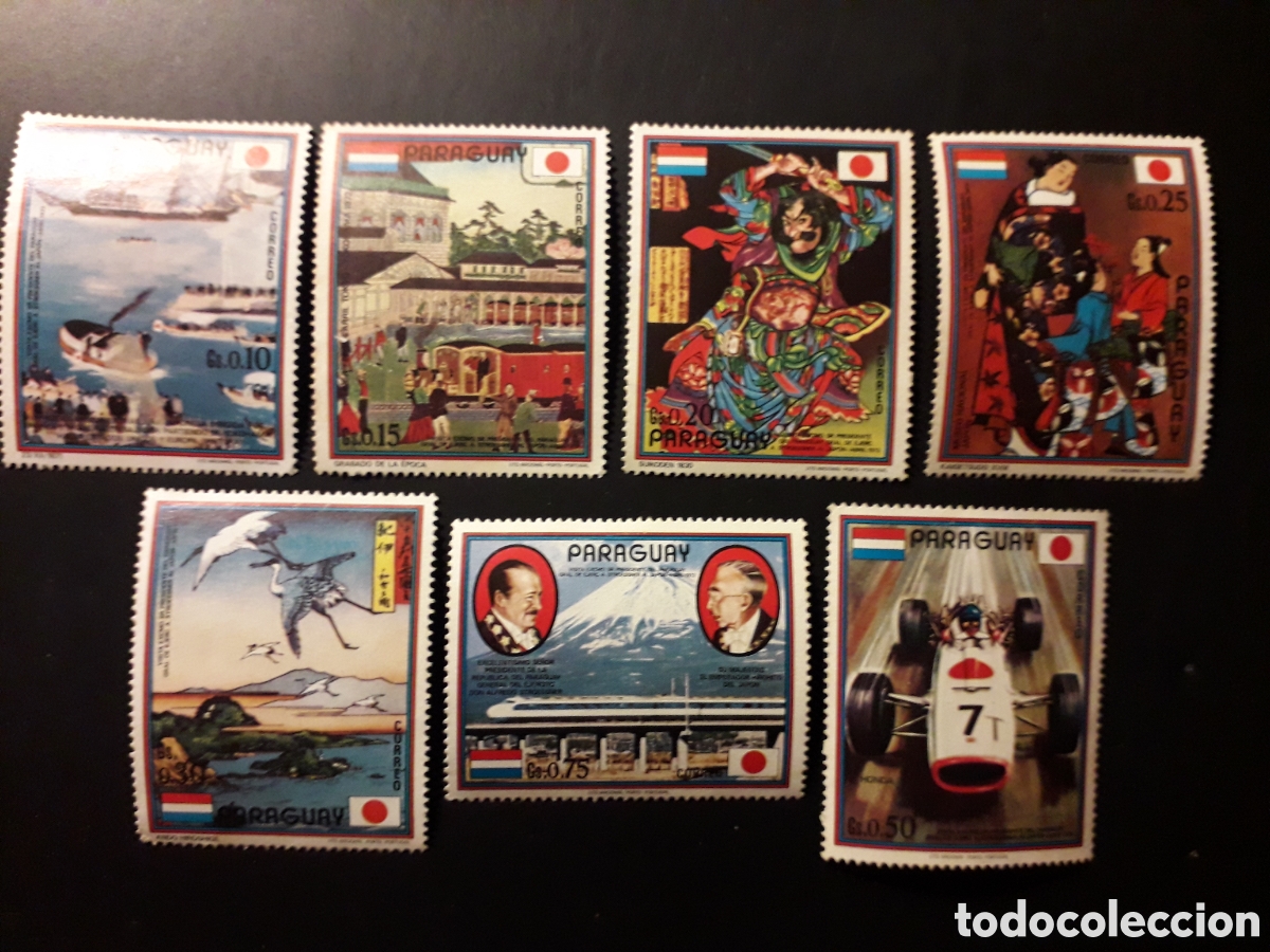 Briefmarken: PARAGUAY YVERT 1265/71 SERIE COMPLETA SIN GOMA 1972 RELACIONES CON JAP&Oacute;N BANDERAS PEDIDO M&Iacute;NIMO 3&euro;