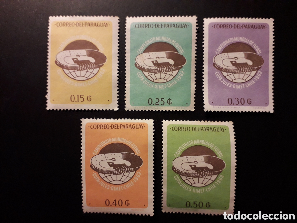 Briefmarken: PARAGUAY YVERT 679/83 SERIE COMPLETA SIN GOMA 1962 MUNDIAL F&Uacute;TBOL CHILE 62 DEPORTES PEDIDO M&Iacute;NIMO 3&euro;