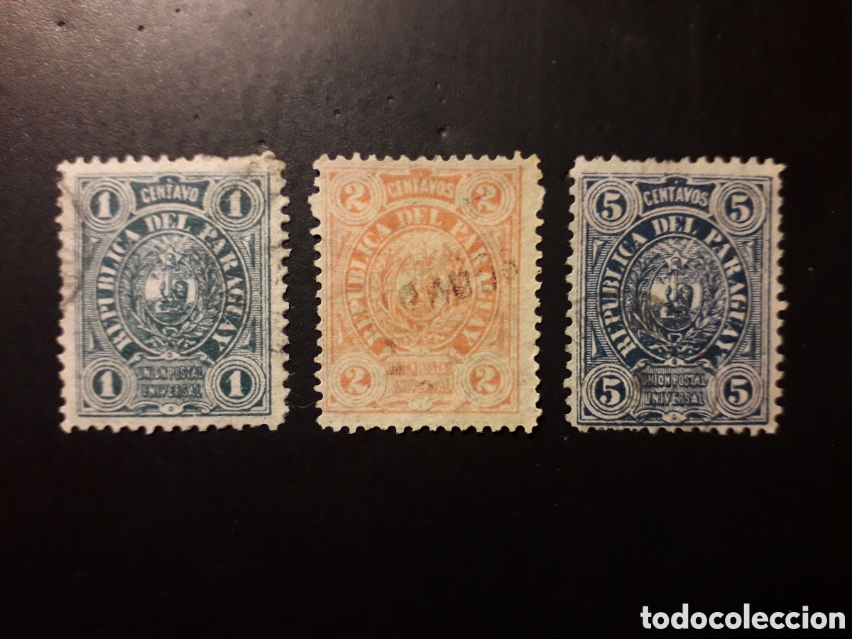 Sellos: PARAGUAY YVERT 18/20 SERIE COMPLETA USADA 1884 ESCUDOS PEDIDO M&Iacute;NIMO 3&euro;