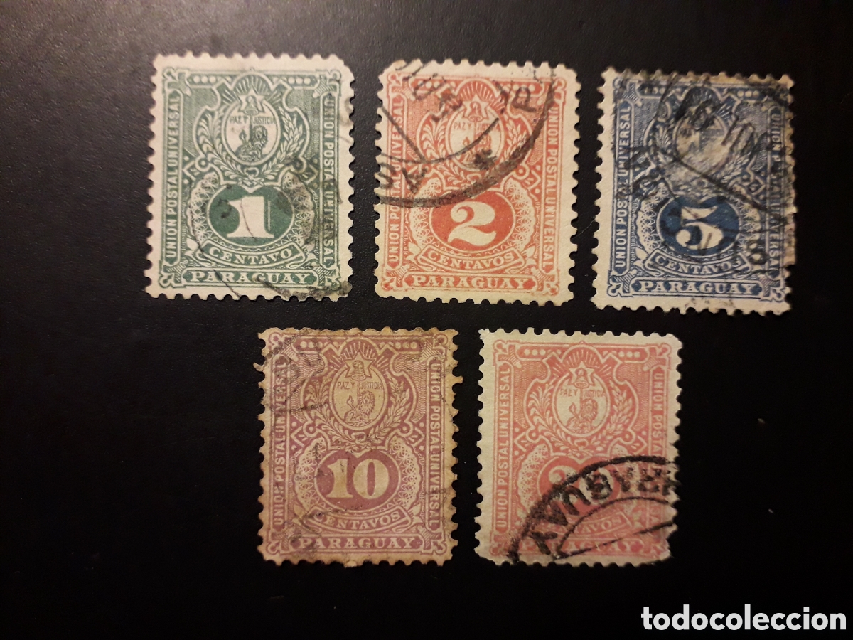 Sellos: PARAGUAY YVERT 21/27 SIN 24 Y 26 SERIE CORTA USADA, DESPERFECTOS 1887 NUMERALES PEDIDO M&Iacute;NIMO 3&euro;