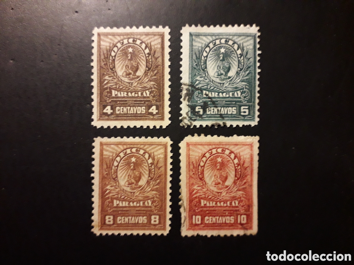 Sellos: PARAGUAY YVERT OFICIAL 37/40 SELLOS SUELTOS USADOS, 1 DEFECTUOSO 1900 ESCUDOS PEDIDO M&Iacute;NIMO 3&euro;