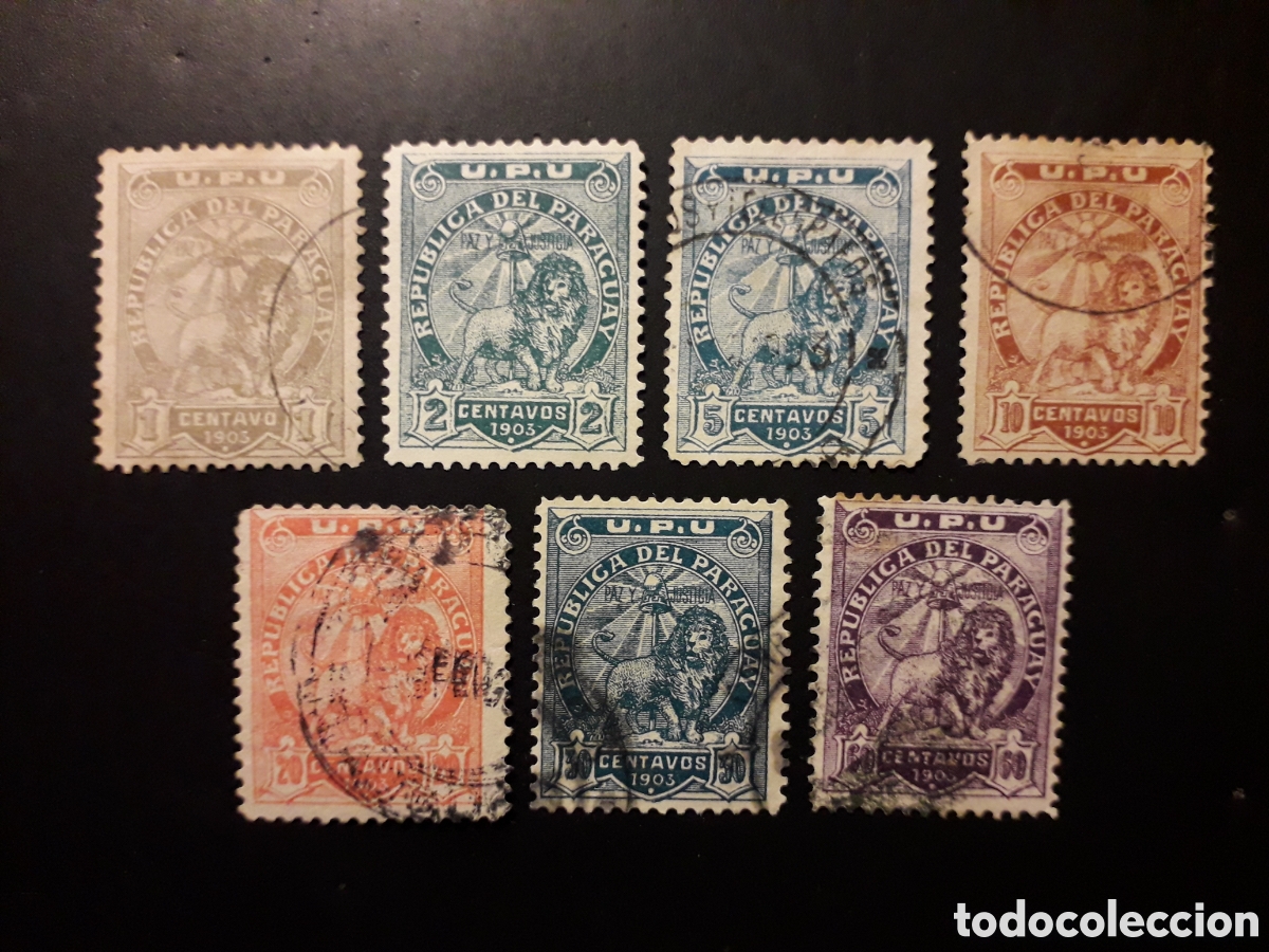 Sellos: PARAGUAY YVERT 74/80 SERIE COMPLETA USADA 1903 ESCUDOS PEDIDO M&Iacute;NIMO 3&euro;