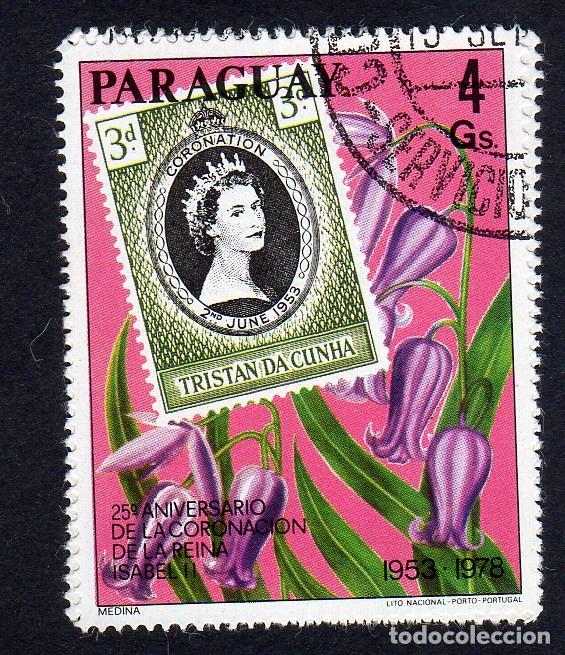 Sellos: Paraguay. 25&ordm; Anv. Coronaci&oacute;n Isabel II. 1978. YT-1641. Usado