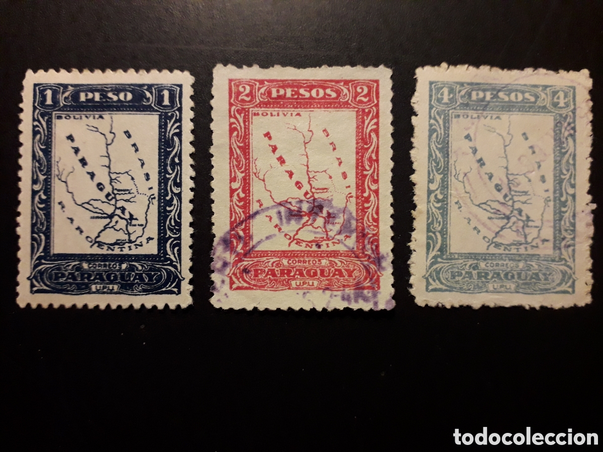 Sellos: PARAGUAY YVERT 245/7 SERIE COMPLETA USADA 1924 MAPAS PEDIDO M&Iacute;NIMO 3&euro;