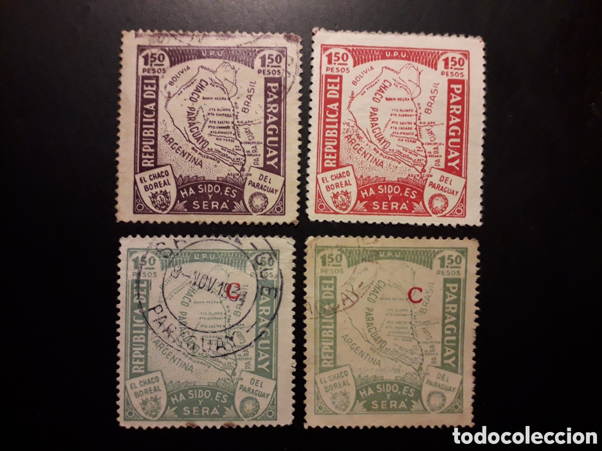 Sellos: PARAGUAY YVERT 333/6 SIN 337 SERIE CORTA USADA 1932/6 MAPAS PEDIDO M&Iacute;NIMO 3&euro;