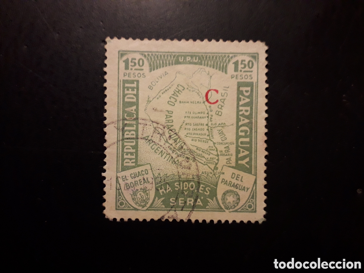 Sellos: PARAGUAY YVERT 336 SELLO SUELTO USADO 1932-6 MAPAS, SOBRECARGADO PEDIDO M&Iacute;NIMO 3&euro;