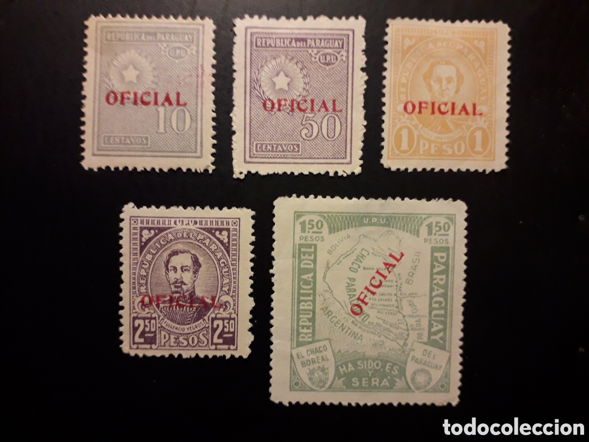 Sellos: PARAGUAY YVERT OFICIAL SERIE CTA MAYOR&Iacute;A SIN GOMA 1934 SOBRECARGA, ALG&Uacute;N DEFECTO, PEDIDO M&Iacute;NIMO 3&euro;