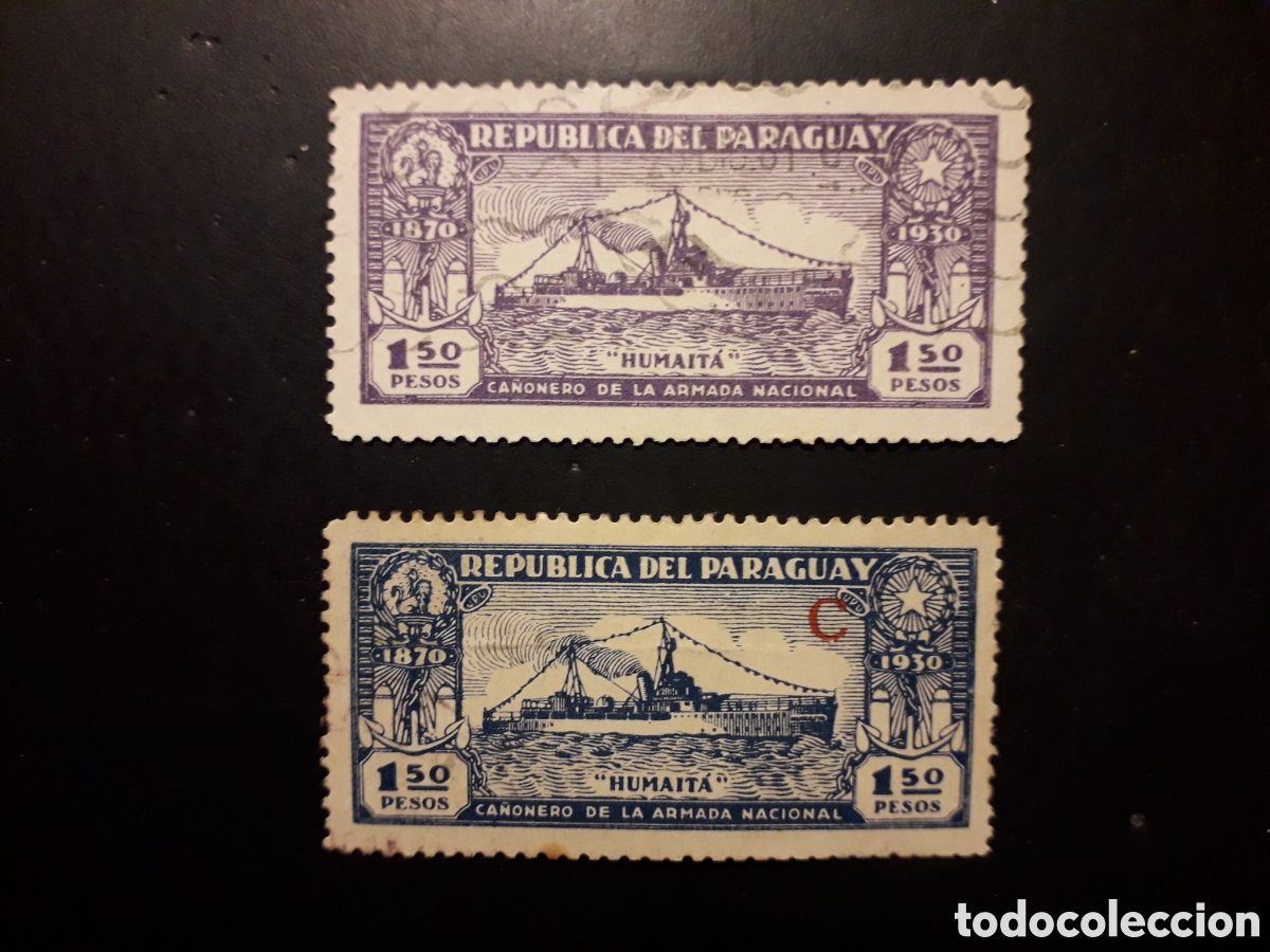 Sellos: PARAGUAY YVERT 325/6 SERIE COMPLETA USADA 1930-32 BARCOS, CA&Ntilde;ONERA PEDIDO M&Iacute;NIMO 3&euro;