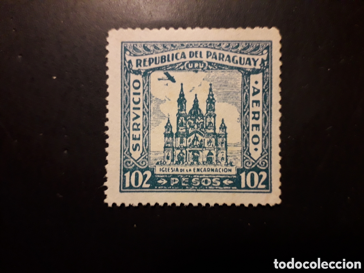 Sellos: PARAGUAY YVERT A 85 SELLO SUELTO SIN GOMA 1935-36 AVIONES IGLESIA DE LA ENCARNACI&Oacute;N PEDIDO M&Iacute;NIMO 3&euro;