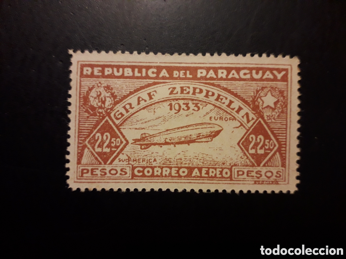 Sellos: PARAGUAY YVERT A 66 SELLO SUELTO SIN GOMA 1933 GRAF ZEPPELIN, GLOBO PEDIDO M&Iacute;NIMO 3&euro;