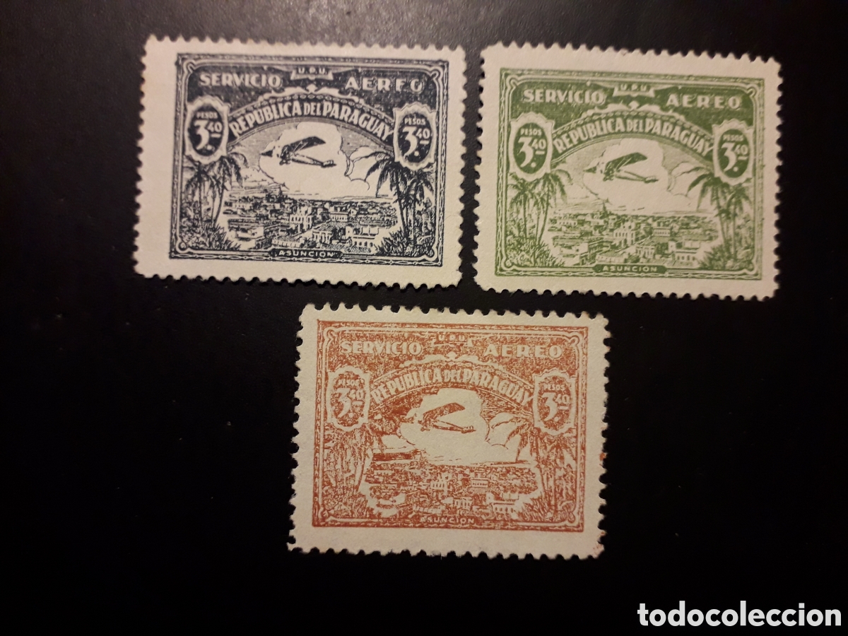 Sellos: PARAGUAY YVERT A 98/100 SERIE COMPLETA SIN GOMA 1939 AVIONES SOBREVOLANDO ASUNCI&Oacute;N PEDIDO M&Iacute;NIMO 3&euro;