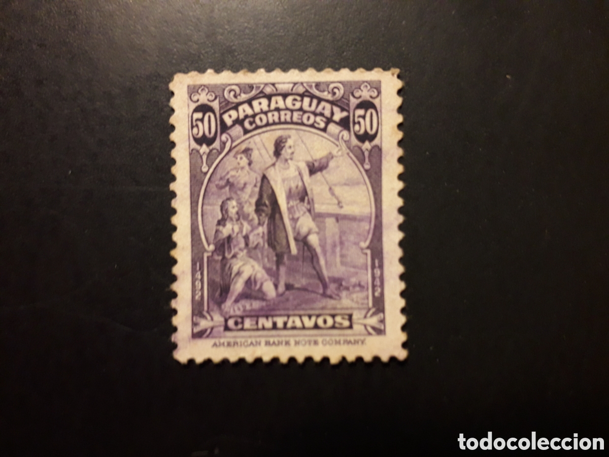 Sellos: PARAGUAY YVERT 422 SELLO SUELTO USADO 1943 COL&Oacute;N, DESCUBRIMIENTO DE AM&Eacute;RICA PEDIDO M&Iacute;NIMO 3&euro;