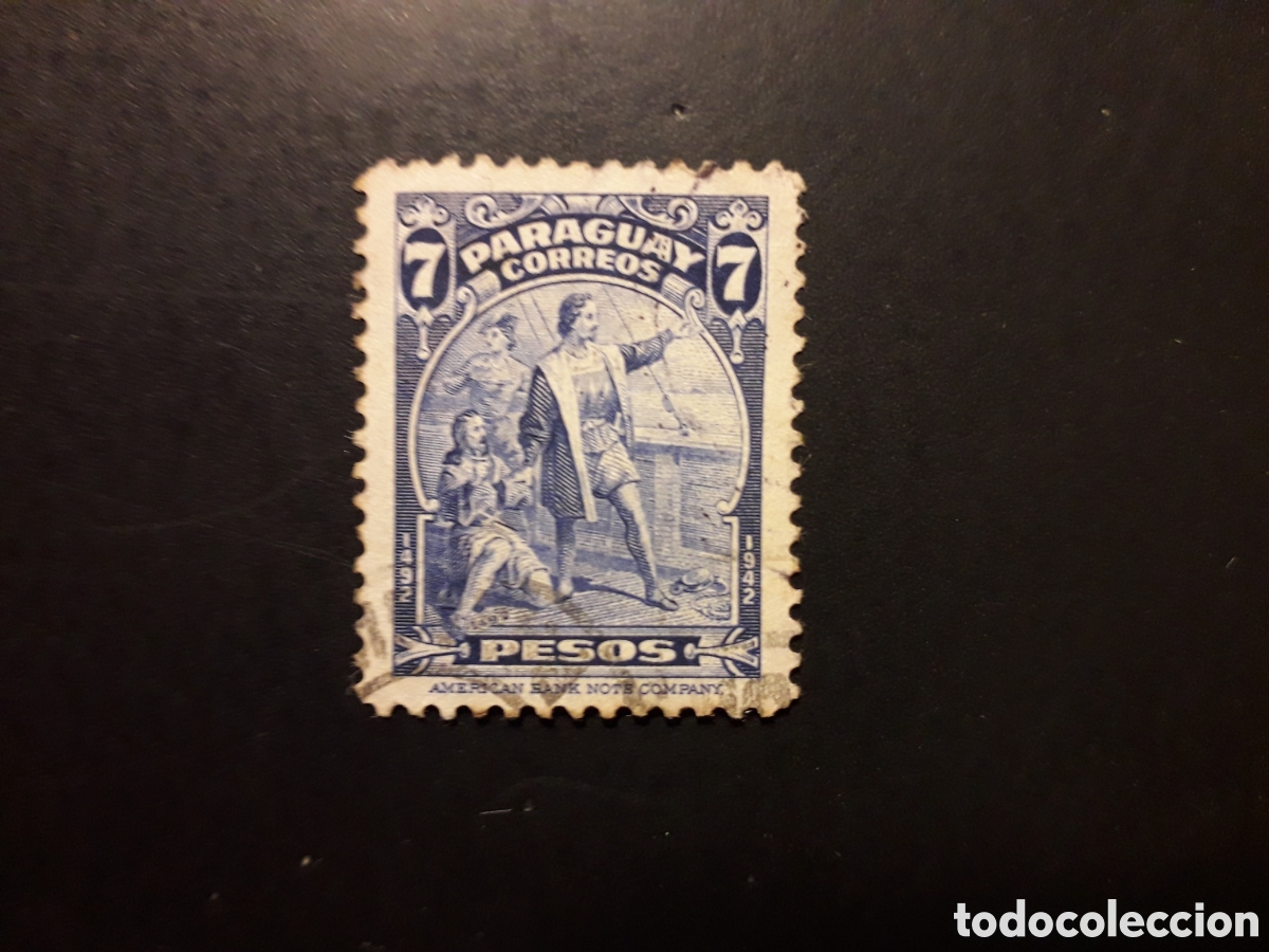 Sellos: PARAGUAY YVERT 425 SELLO SUELTO USADO 1943 COL&Oacute;N, DESCUBRIMIENTO DE AM&Eacute;RICA PEDIDO M&Iacute;NIMO 3&euro;