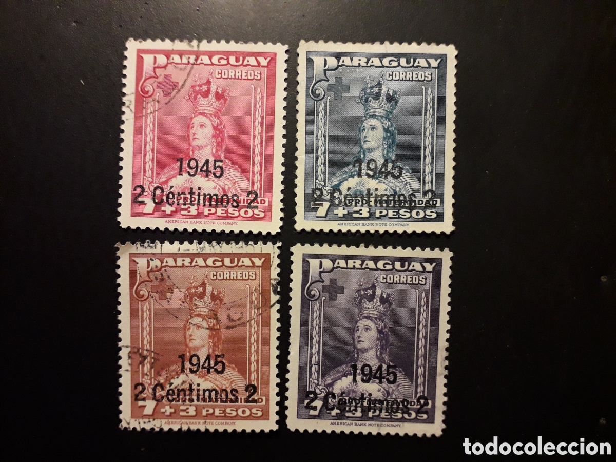 Sellos: PARAGUAY YVERT 445/8 SELLOS SUELTOS USADOS 1945 VIRGEN, SOBRECARGADOS PEDIDO M&Iacute;NIMO 3&euro;