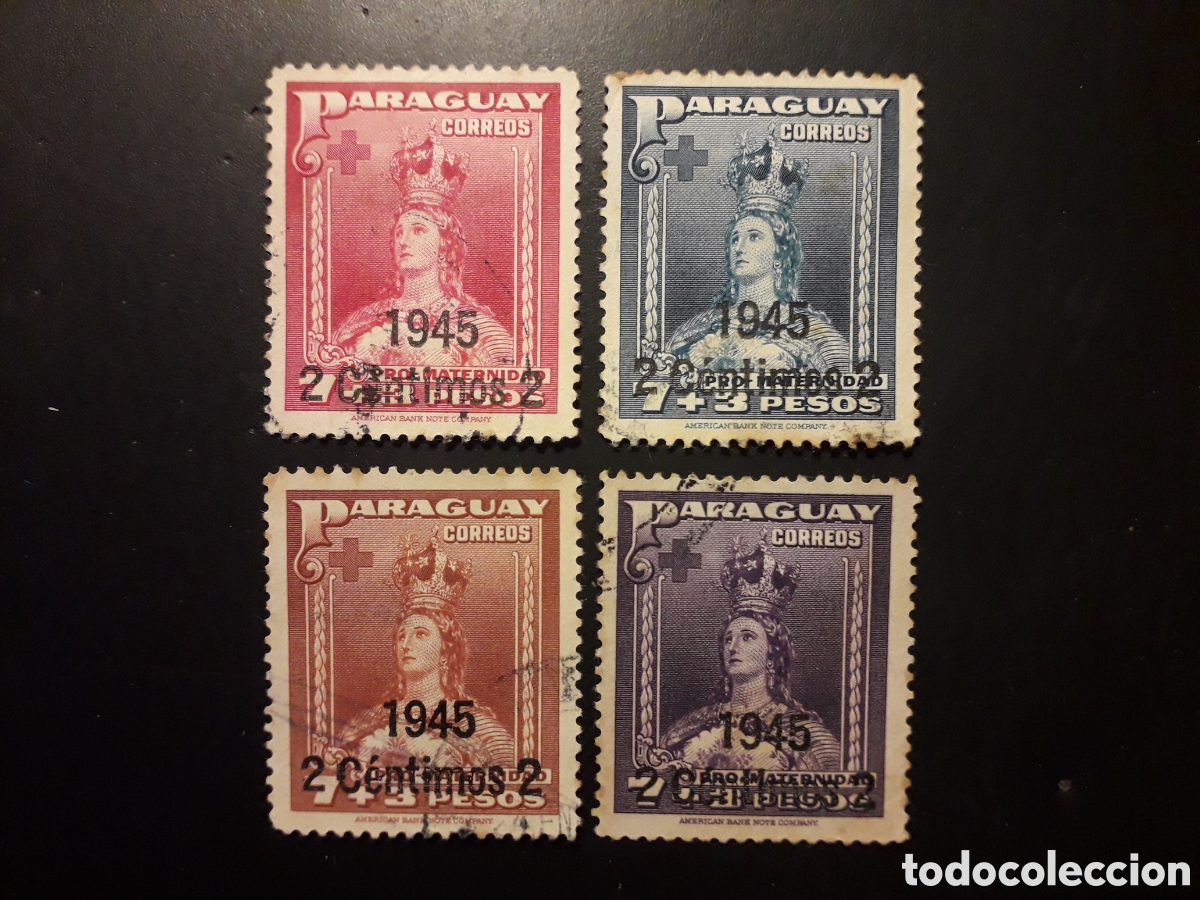 Sellos: PARAGUAY YVERT 449/52 SELLOS SUELTOS USADOS 1945 VIRGEN SOBRECARGADOS PEDIDO M&Iacute;NIMO 3&euro;