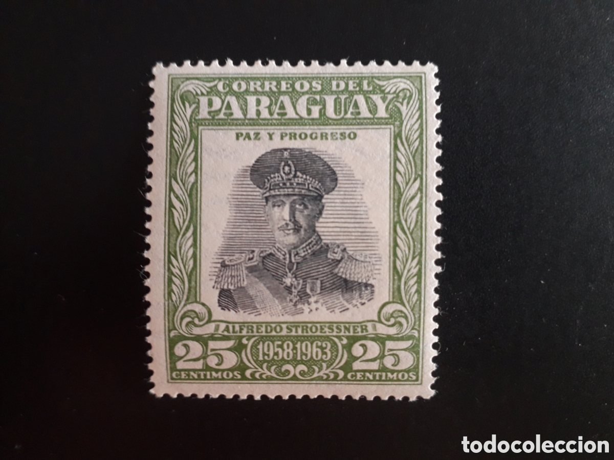 Sellos: PARAGUAY YVERT 552 SELLO SUELTO NUEVO *** 1958 PRESIDENTE STROESSNER PEDIDO M&Iacute;NIMO 3&euro;