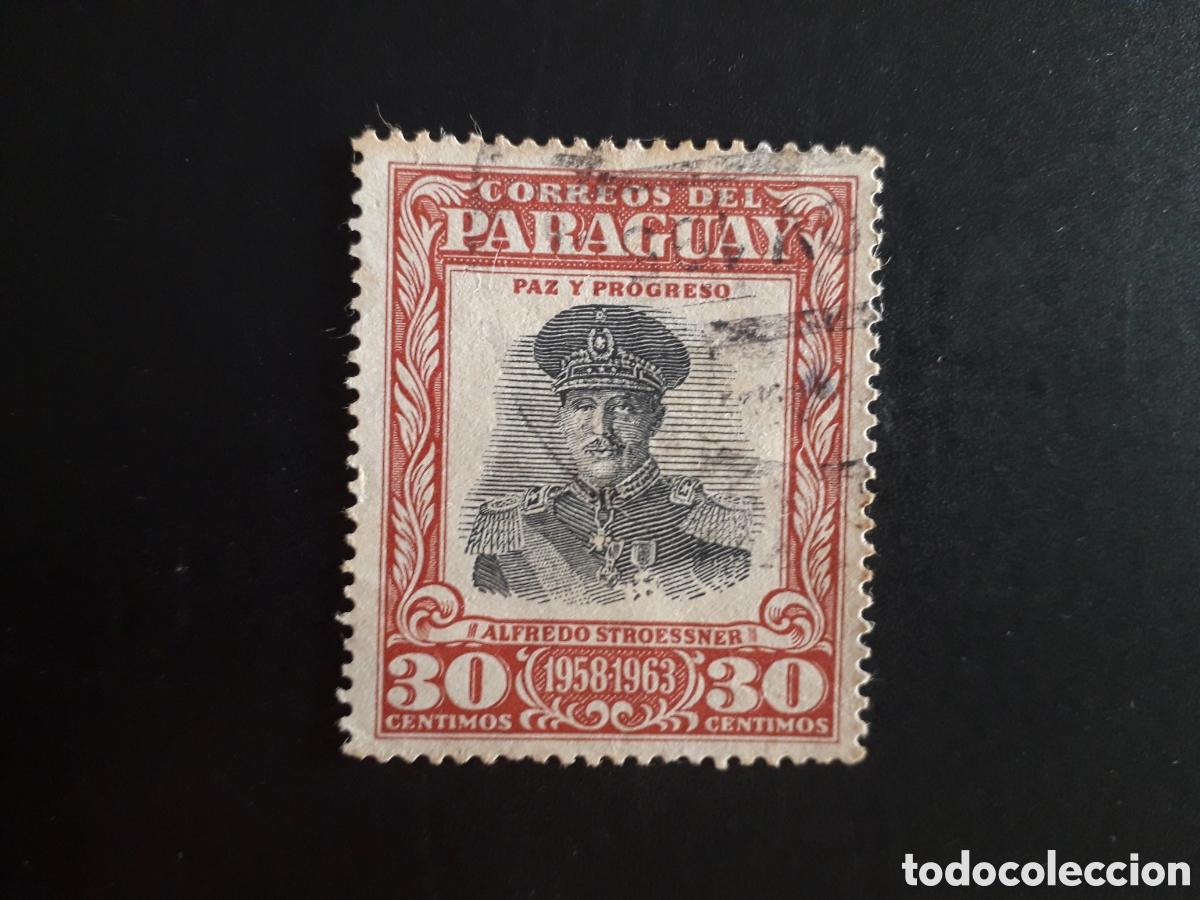 Sellos: PARAGUAY YVERT 553 SELLO SUELTO USADO 1958 PRESIDENTE STROESSNER PEDIDO M&Iacute;NIMO 3&euro;
