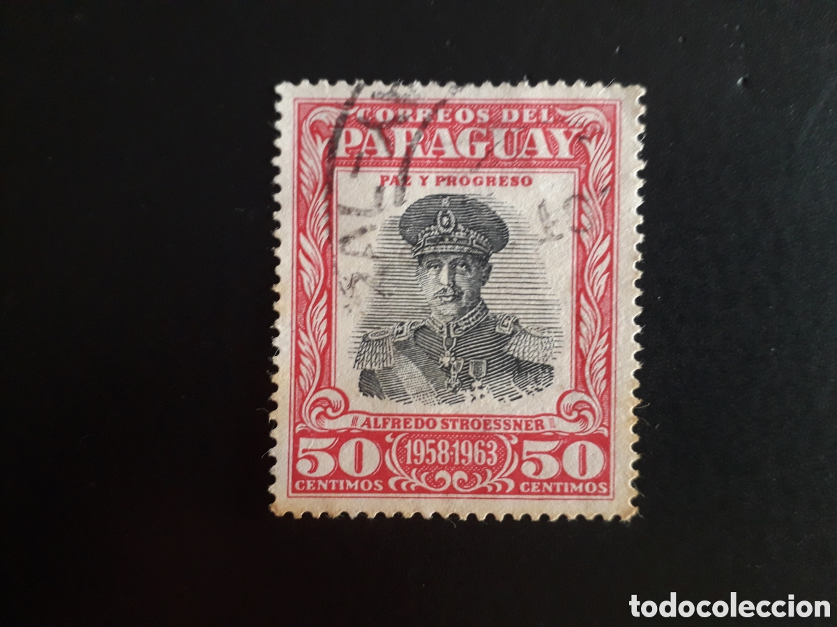 Sellos: PARAGUAY YVERT 554 SELLO SUELTO USADO 1958 PRESIDENTE STROESSNER PEDIDO M&Iacute;NIMO 3&euro;