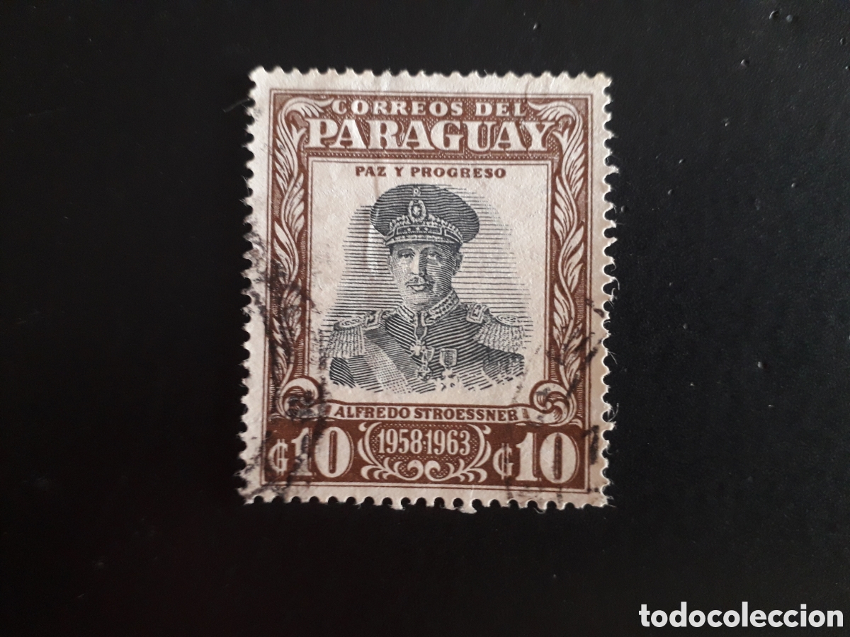 Sellos: PARAGUAY YVERT 557 SELLO SUELTO USADO 1958 PRESIDENTE STROESSNER PEDIDO M&Iacute;NIMO 3&euro;