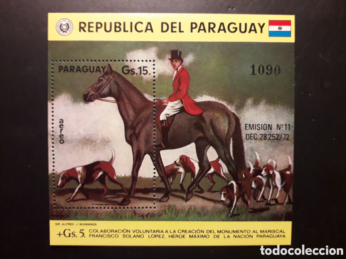 Sellos: PARAGUAY YVERT NO CATALOGADA SERIE CTA NUEVA CON CHARNELA PINTURAS CAZA PERROS PEDIDO M&Iacute;NIMO 3&euro;