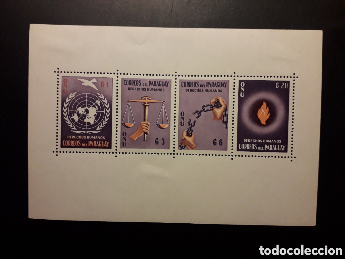 Sellos: PARAGUAY YVERT HB-3 SERIE COMPLETA NUEVA CON CHARNELA 1960 DERECHOS DEL HOMBRE ONU PEDIDO M&Iacute;NIMO 3&euro;