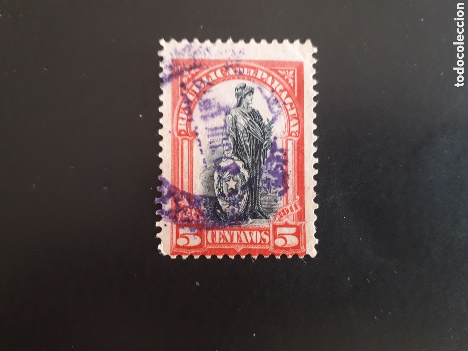 Briefmarken: PARAGUAY YVERT 194 SELLO SUELTO USADO 1911 ALEGOR&Iacute;A DE LA REP&Uacute;BLICA PEDIDO M&Iacute;NIMO 3&euro;