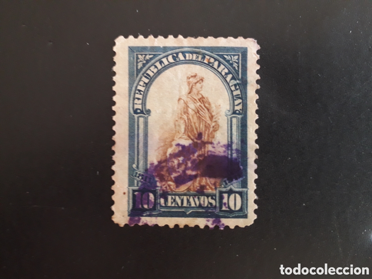 Briefmarken: PARAGUAY YVERT 195 SELLO SUELTO USADO 1911 ALEGOR&Iacute;A DE LA REP&Uacute;BLICA PEDIDO M&Iacute;NIMO 3&euro;
