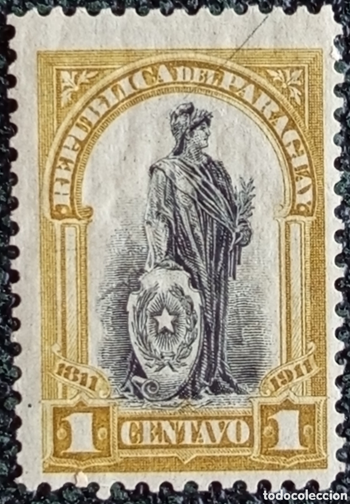 Sellos: Sello Paraguay 1c Libertad Centenario 1911 Scott #191 Nuevo MNH