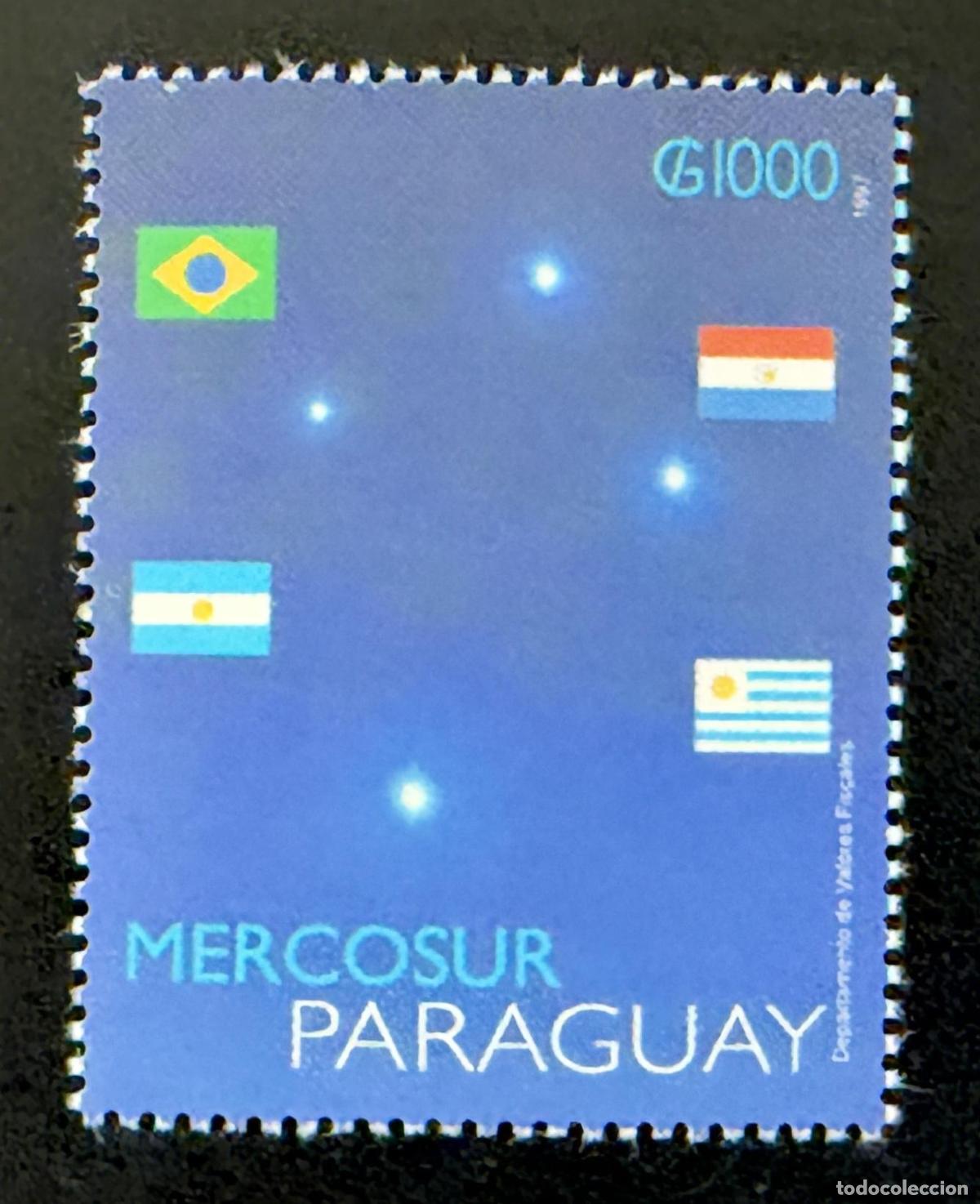 Sellos: Paraguay 1997 Mi. 4745 emisi&oacute;n conjunta Mercosur banderas estrellas