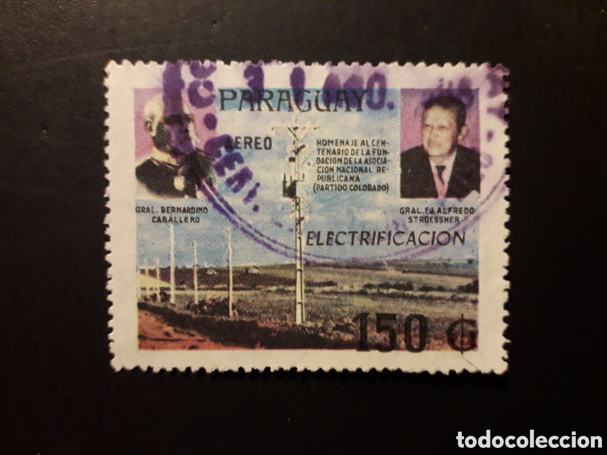 Sellos: PARAGUAY YVERT A 1037 SELLO SUELTO USADO 1987 STROESSNER, PARTIDO COLORADO PEDIDO M&Iacute;NIMO 3&euro;