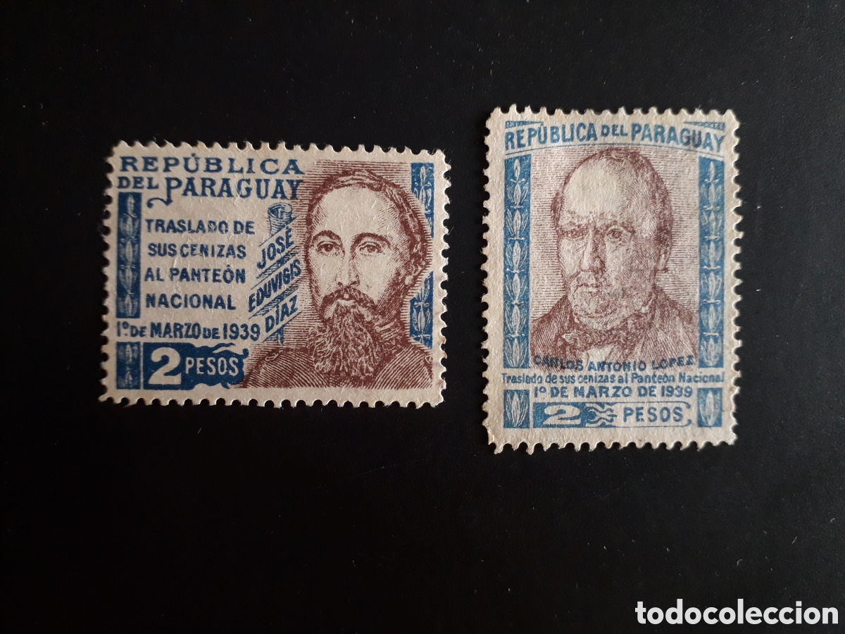 Sellos: PARAGUAY YVERT 369/70 SERIE COMPLETA USADA 1939 PANTE&Oacute;N NACIONAL PEDIDO M&Iacute;NIMO 3&euro;