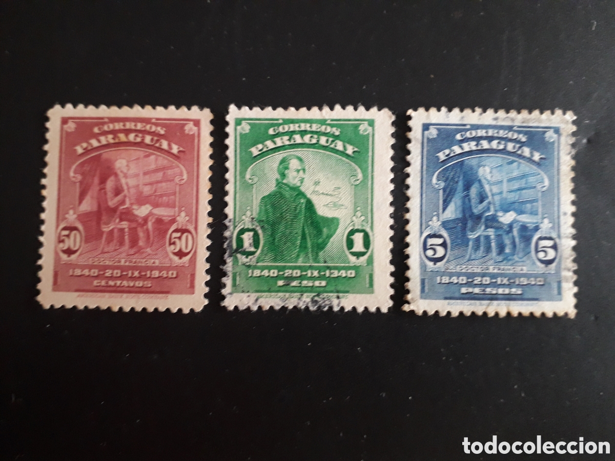 Sellos: PARAGUAY YVERT 404/6 SELLOS SUELTOS USADOS 1940 DR JOS&Eacute; FRANCIA PEDIDO M&Iacute;NIMO 3&euro;