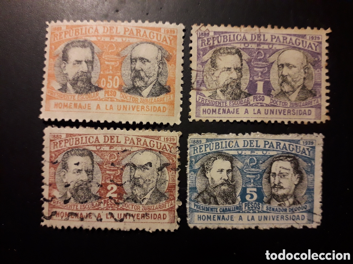 Sellos: PARAGUAY YVERT 371/4 SERIE COMPLETA USADA 1939-40 UNIVERSIDAD DE ASUNCI&Oacute;N PEDIDO M&Iacute;NIMO 3&euro;