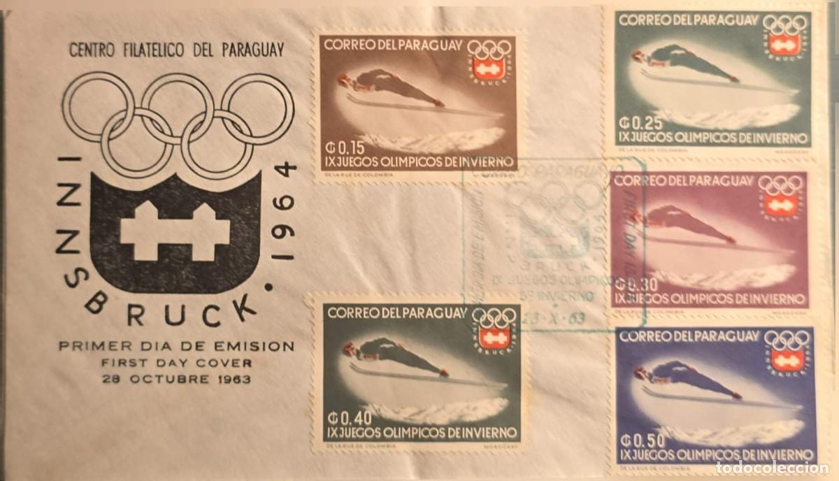 Sellos: TS) 1963, PARAGUAY, FIRST DAY COVER DEDICATED TO THE IX WINTER OLYMPIC GAMES (HELD IN INNSBRUCK, AUS
