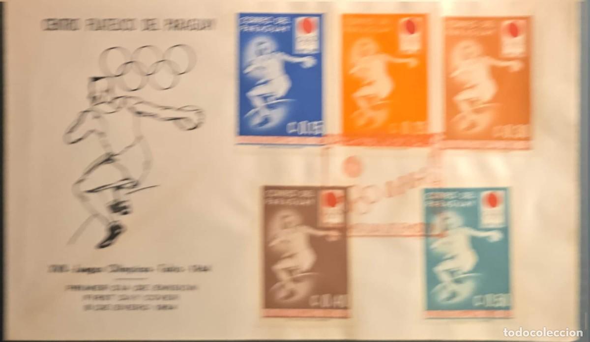 Sellos: TS) 1964, PARAGUAY, FIRST DAY COVER FEATURING A LINE DRAWING OF AN ATHLETE IN THE DISCUS-THROWING PO