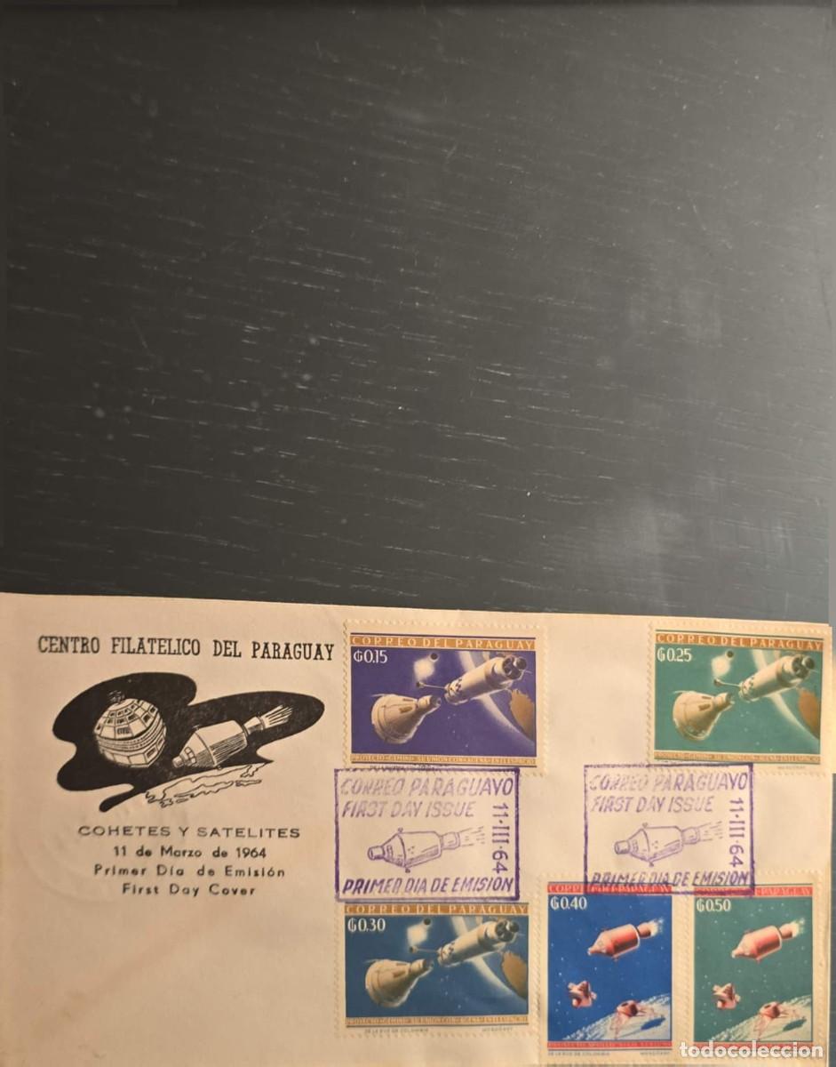 Sellos: TS) 1964, PARAGUAY, SOBRE DEL PRIMER DIA DE EMISION PREIMPRESO CON DISE&Ntilde;O CONMEMORATIVO DEL CENTRO F