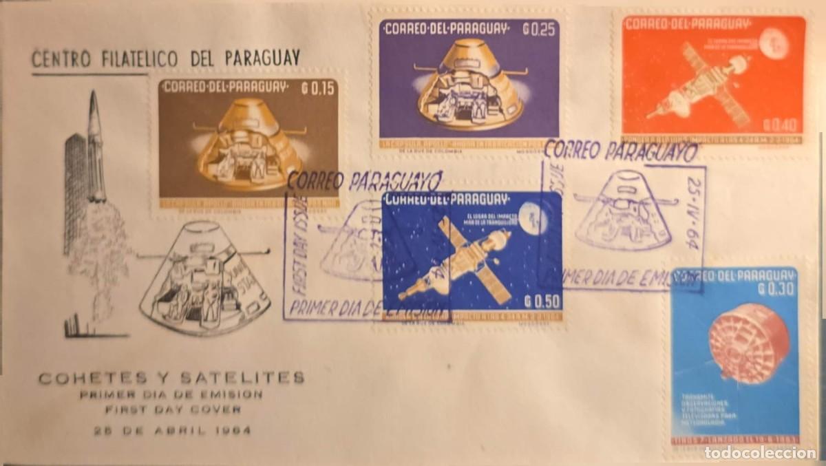 Sellos: TS) 1964, PARAGUAY, FIRST DAY COVER. THE LEFT SIDE FEATURES A LINE DRAWING PRINTED IN GRAY INK DEPIC