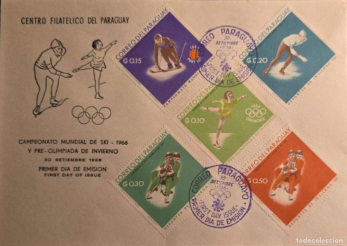 Sellos: TS)1966, PARAGUAY, COMMEMORATIVE FIRST DAY COVER NOTABLE FOR FEATURING WINTER SPORTS IN A TROPICAL C