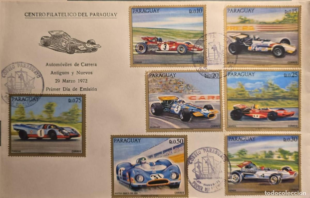 Sellos: TS) 1972 PARAGUAY, FDC,WITH VINTAGE AND MODERN RACE CARS STAMPS,VF.