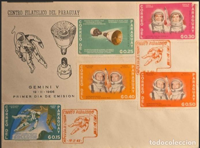 Sellos: TS) 1966, PARAGUAY, SPACE MISSION-THEMED FIRST DAY COVER (FEATURING GEMINI MISSIONS AND ASTRONAUTS E