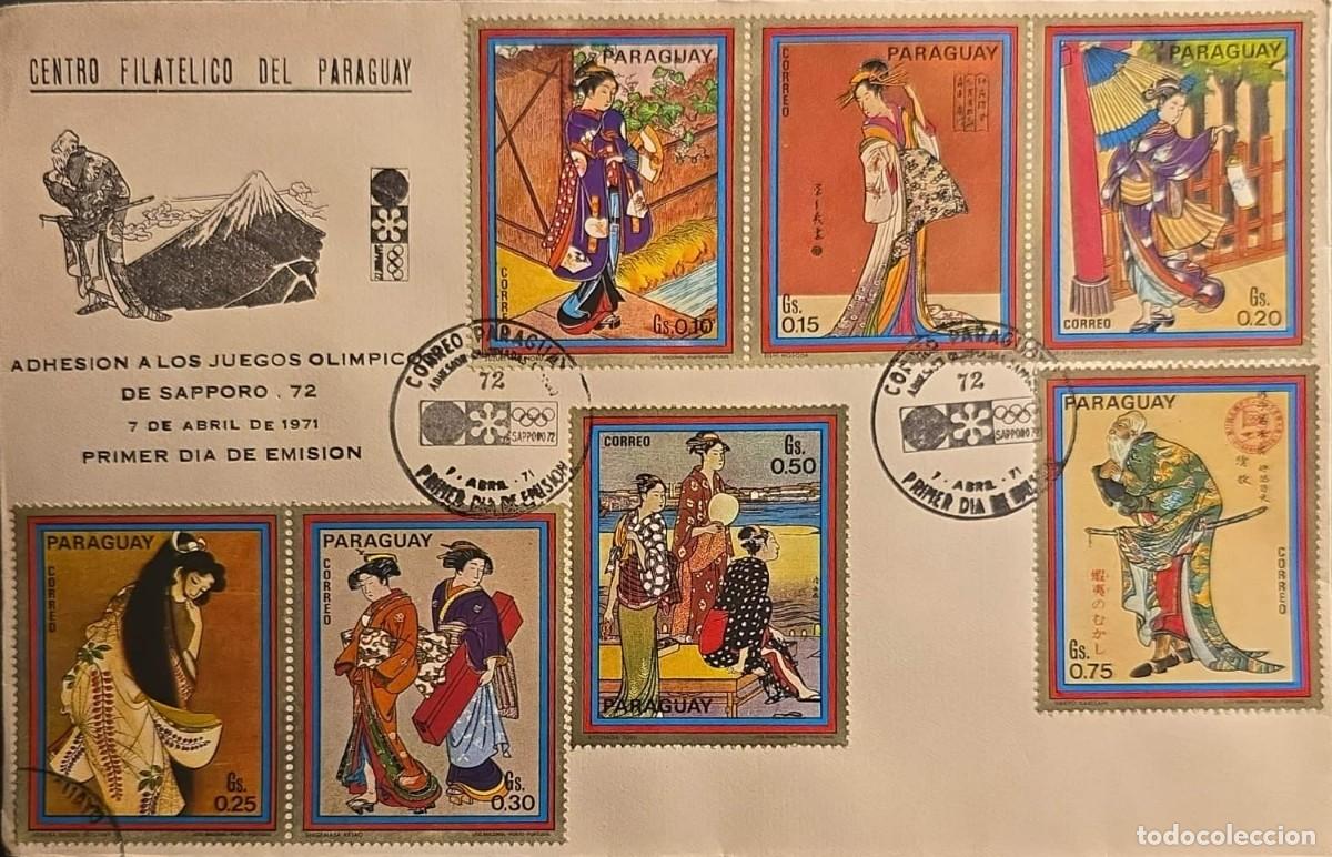Sellos: TS) 1971 PARAGUAY, FDC,SAPPORO '72 WINTER OLYMPICS AND JAPANESE PAINTING,VF.