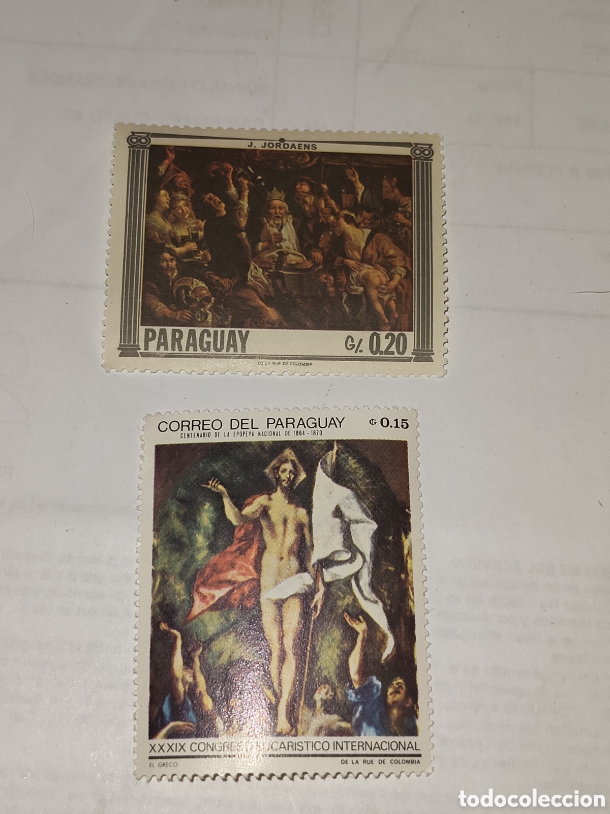 Sellos: 2 sellos de Paraguay obras de pintores famosos 1967