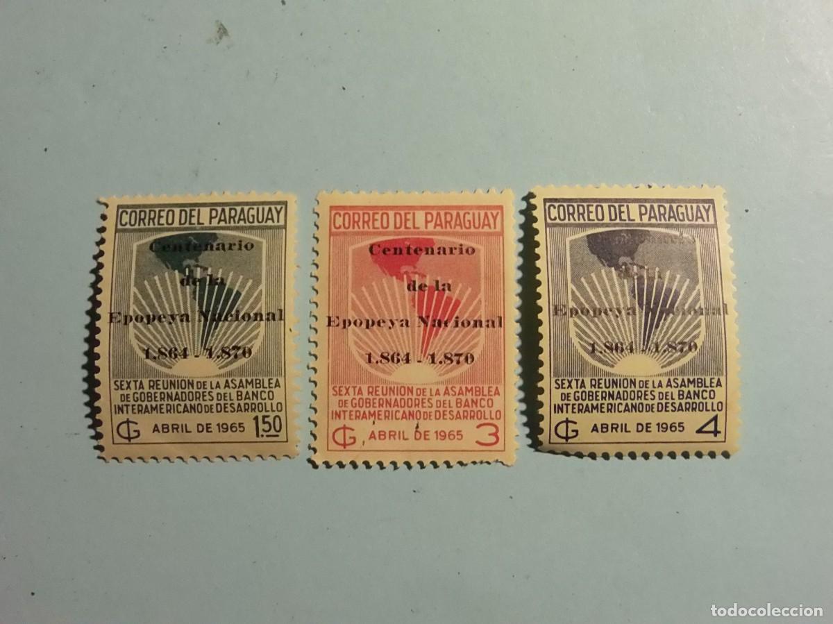Sellos: PARAGUAY 1965 - CENT. EPOPEYA NACIONAL (1864-1870) - MAPA AMERICA - NUEVOS.
